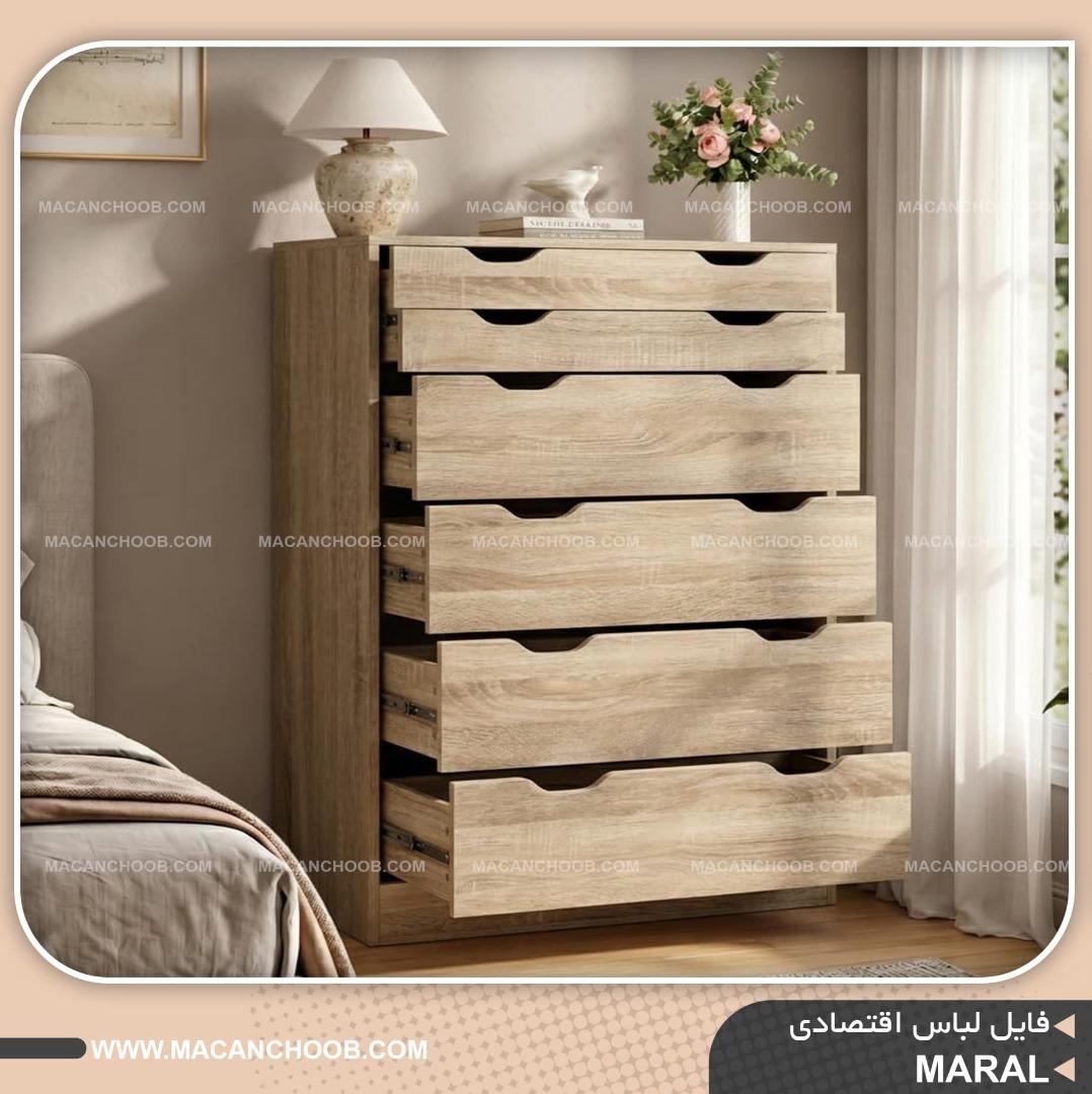 فایل لباس عرض 80 دستگیره مخفی 6 کشو ریلی مدل MARAL